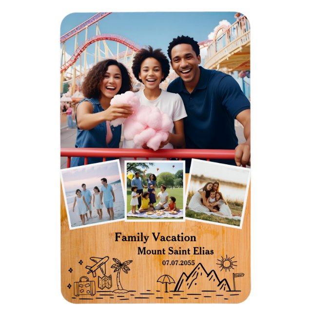 Family Vacation Resa Anpassningsbar 4 Foto ramar Magnet (Vertikal)