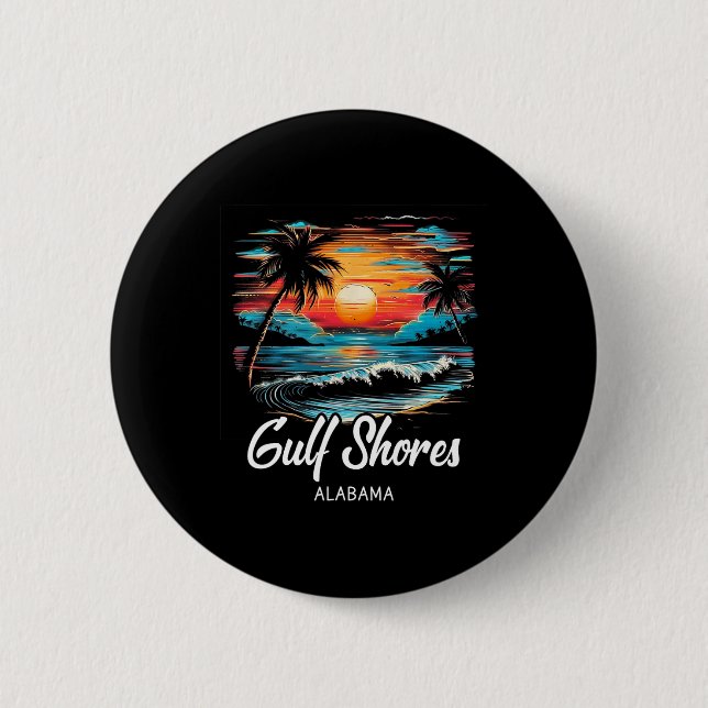 Family Vacation Retro Sunset Alabama Bukt Shores Knapp (Framsida)