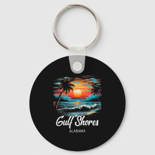 Family Vacation Retro Sunset Alabama Bukt Shores Nyckelring