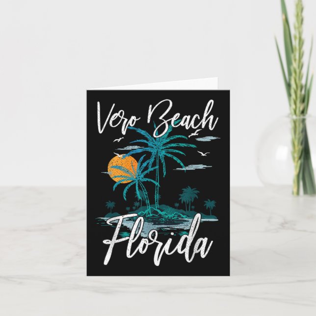 Family Vacation Retro Sunset Florida Vero Beach Kort (Framsida)