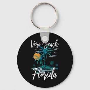 Family Vacation Retro Sunset Florida Vero Beach Nyckelring