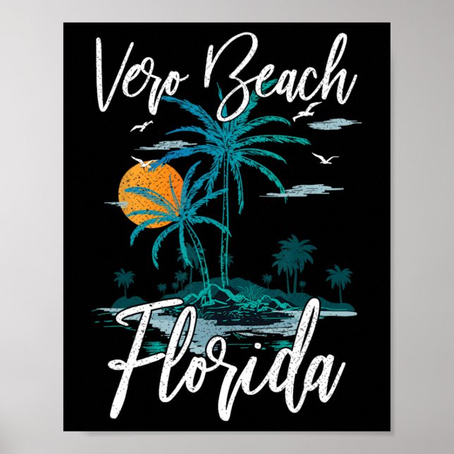 Family Vacation Retro Sunset Florida Vero Beach Poster (Framsidan)