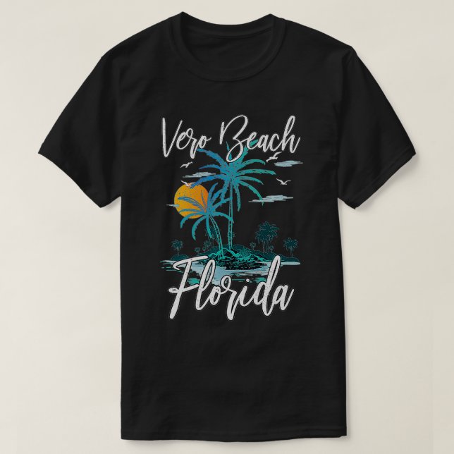 Family Vacation Retro Sunset Florida Vero Beach Pr T Shirt (Design framsida)