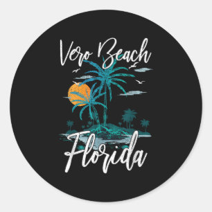 Family Vacation Retro Sunset Florida Vero Beach Runt Klistermärke