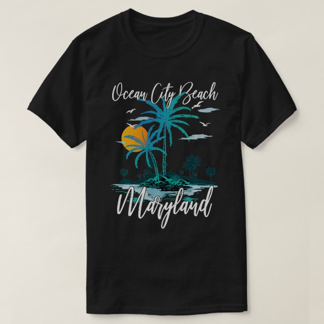 Family Vacation Retro Sunset Maryland Ocean City B T Shirt (Design framsida)