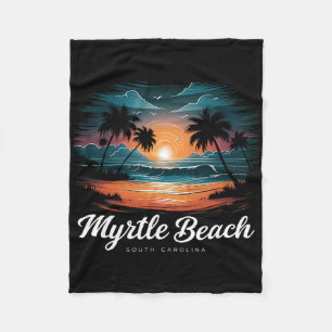Family Vacation Retro Sunset South Carolina Myrtle Fleecefilt