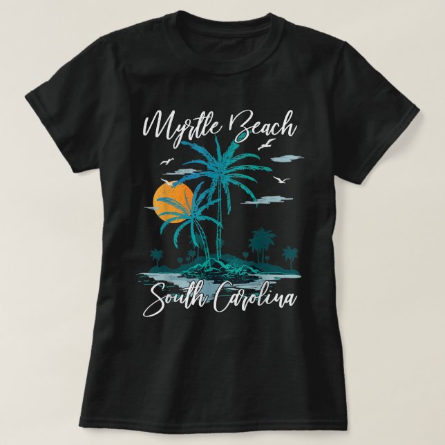 Family Vacation Retro Sunset South Carolina Myrtle T Shirt (Design framsida)