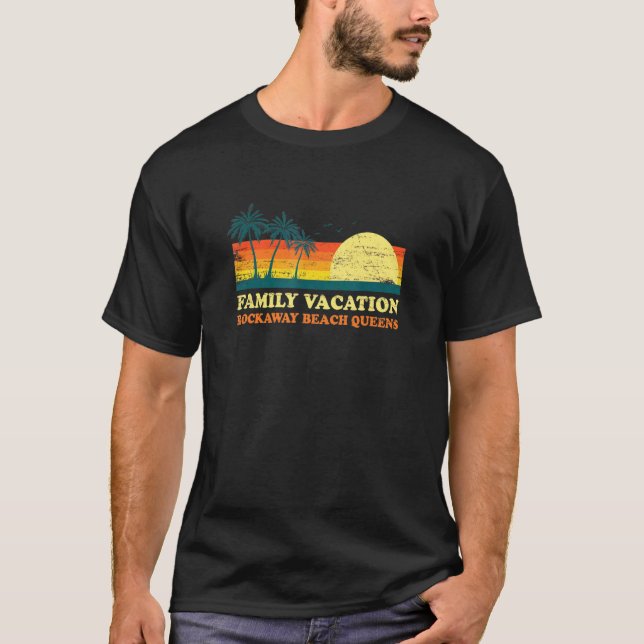 Family Vacation Rockaway Beach Queens American New T Shirt (Framsida)