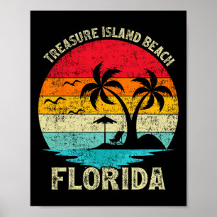 Family Vacation Vintage Retro Florida Treasure Isl Poster