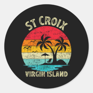 Family Vacation Vintage Retro Virgin Island St. Cr Runt Klistermärke