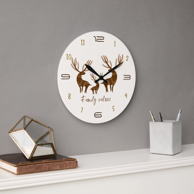 Family Values Deer Wall Clock Stor Klocka (Kontor)