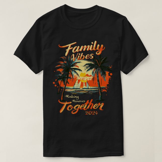 Family Vibes 2024 Tropical Reunion Memories vacati T Shirt (Design framsida)
