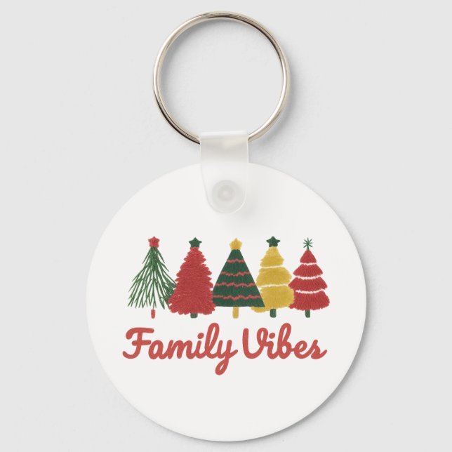 Family Vibes – Cozy Christmas Tree Design Nyckelring (Framsida)
