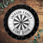 Famliy Namn Game Room White Darttavla<br><div class="desc">Färgadens bakgrund med eget namn och spelrum i mitten av kortet. Annan färg tillgänglig i butiken.</div>