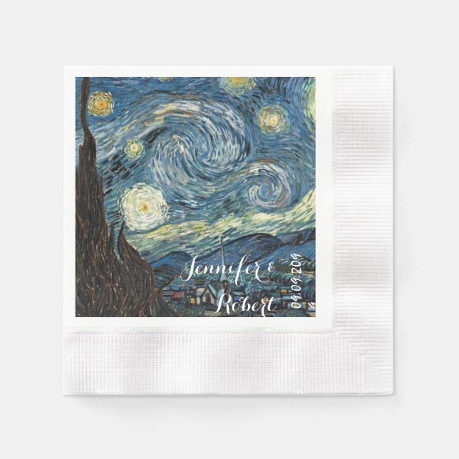 Famous art reprint, Starry Night, by Van Gogh Pappersservett (Framsidan)