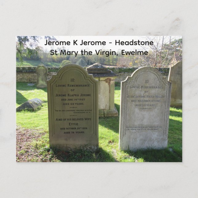 Famous Authors Jerome K Jerome Headstone,  Vykort (Framsida)