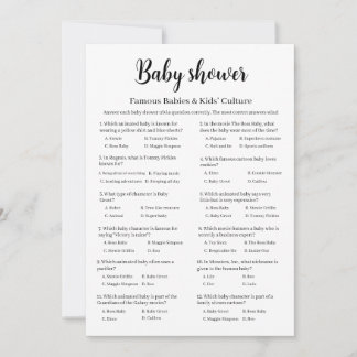 Famous Babies Baby Shower Game, Culture Trivia Inbjudningar
