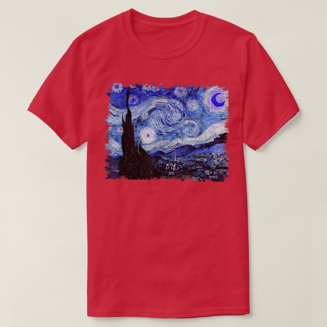 Famous Classic Art The Starry Night Remi Van Gogh  T Shirt (Design framsida)