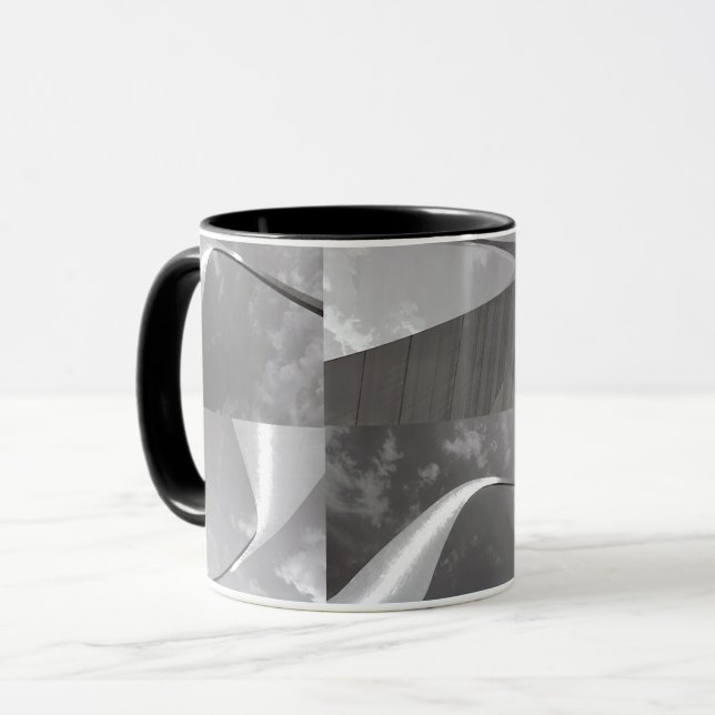 Famous Gateway Arch Black, White & Gray  Mugg (Framsida vänster)