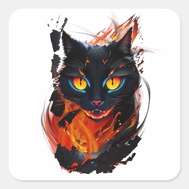 Fan Cat Fyrkantigt Klistermärke (Framsida)