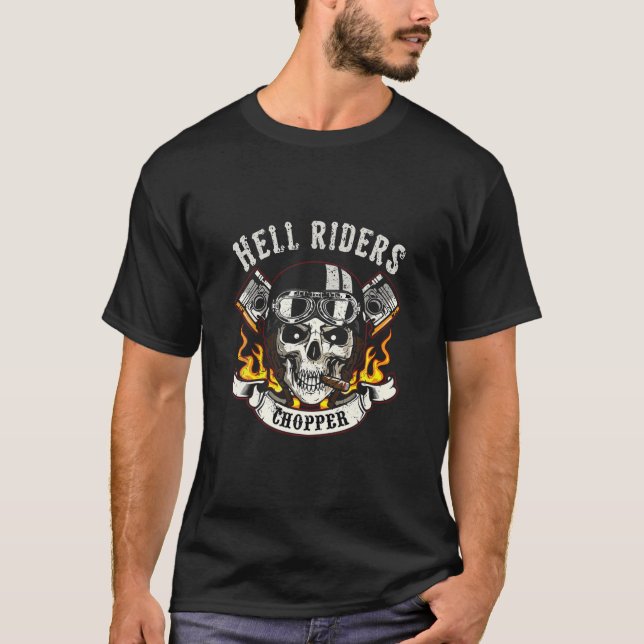 Fan Rider Chopper Biker Skull T Shirt (Framsida)