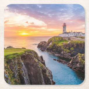 Fanad Head fyr Co. Donegal Irland Underlägg Papper Kvadrat