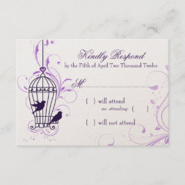 Fanciful Bird Cage with Swirls Eggplant OSA Kort