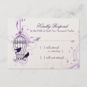 Fanciful Bird Cage with Swirls Eggplant OSA Kort