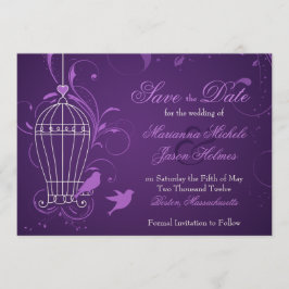 Fanciful Birdcage & Swirls Eggplant Spara datum Datumet