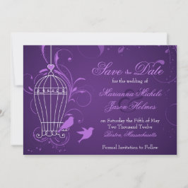 Fanciful Birdcage & Swirls Eggplant Spara datum Datumet