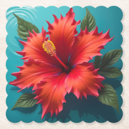 Fanciful Red Hibiscus Underlägg Papper