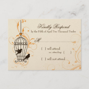 Fanciful Swirls Birdcage Orange & Brown OSA Kort