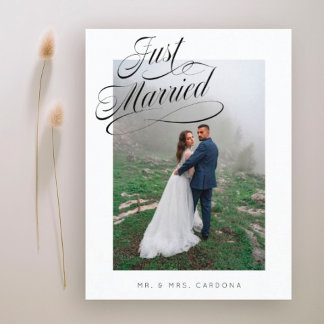 Fancily Married Elopement Photo annnouncement Meddelande Vykort