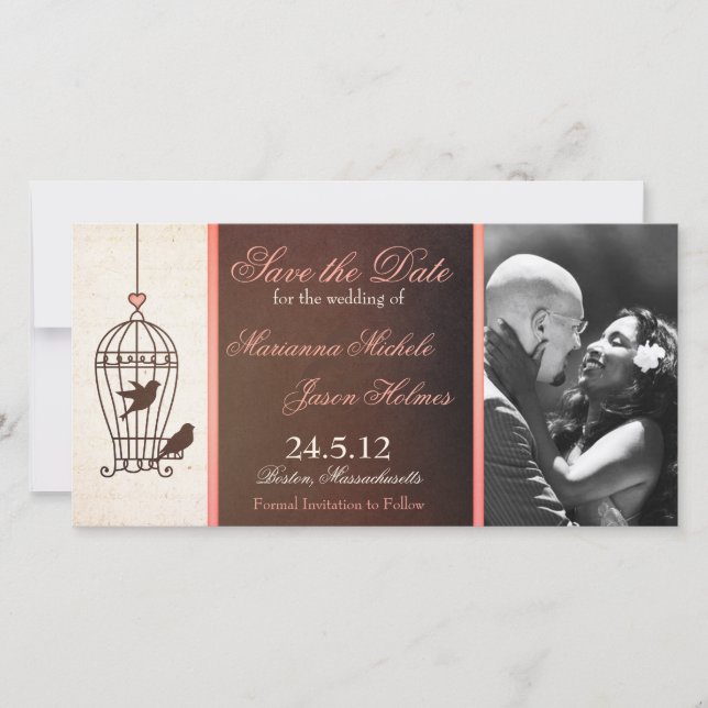 Fanciperat fågelkokokokofärgat och Rosa Spara datu Spara Datumet (Framsida)