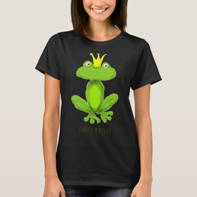 Fancy A Kiss Frog Prince Cartoon Valentiness Day T T Shirt (Framsida)