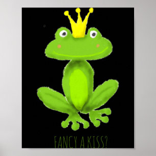 Fancy A Kiss Groda Prins Tegnad Alla Hjärtans Dag Poster