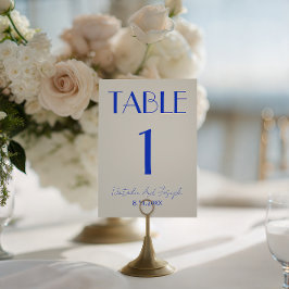  Fancy Blue Ivory Old Money Wedding Table Number Inbjudningar