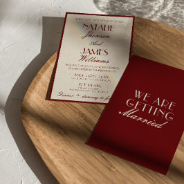 Fancy Burgundy Cream Classy Old Money Wedding Inbjudningar