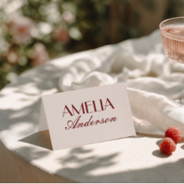 Fancy Burgundy Cream Classy Wedding Place Cards Bordsnummer