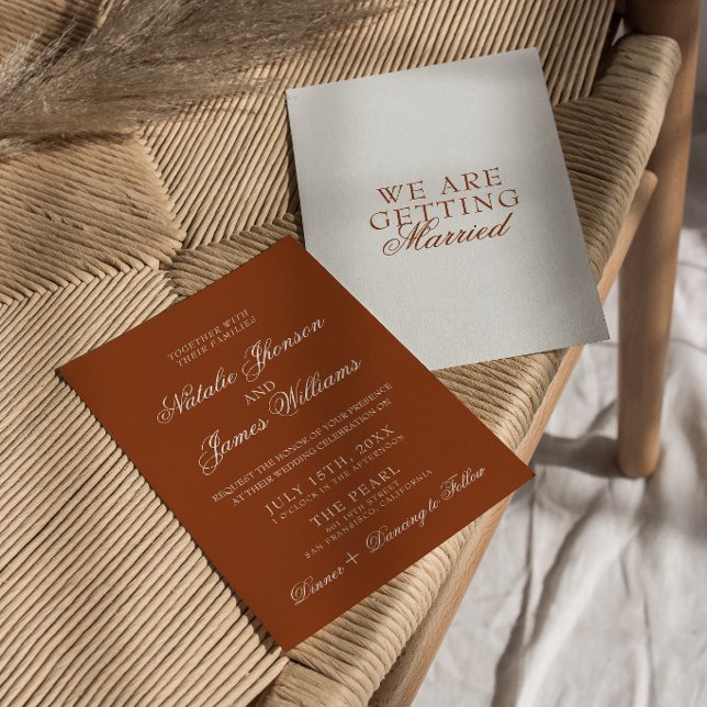 Fancy Burnt Orange Boho Chic Terracotta Wedding Inbjudningar (Skapare uppladdad)