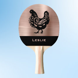 Fancy Chicken Silhouette in Faux Copper n Black    Pingisracket