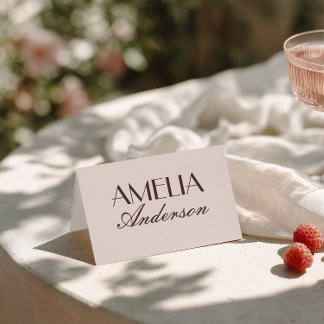 Fancy Chocolate Brown Classy Wedding Place Cards Bordsnummer