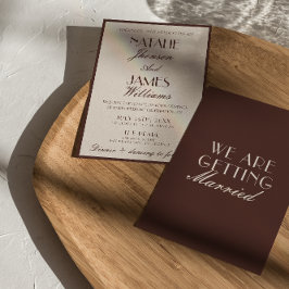 Fancy Chocolate Brown Old Money Retro Wedding Inbjudningar