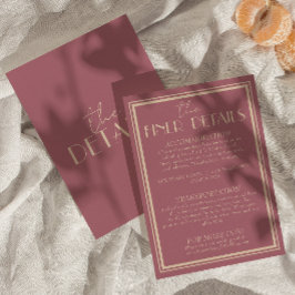 Fancy Dusty Rose Ivory Old Money Wedding Details  Tilläggskort