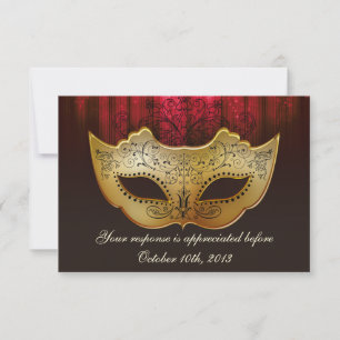 Fancy Flourish Guld Plommon Masquerade Bröllopsinb OSA Kort