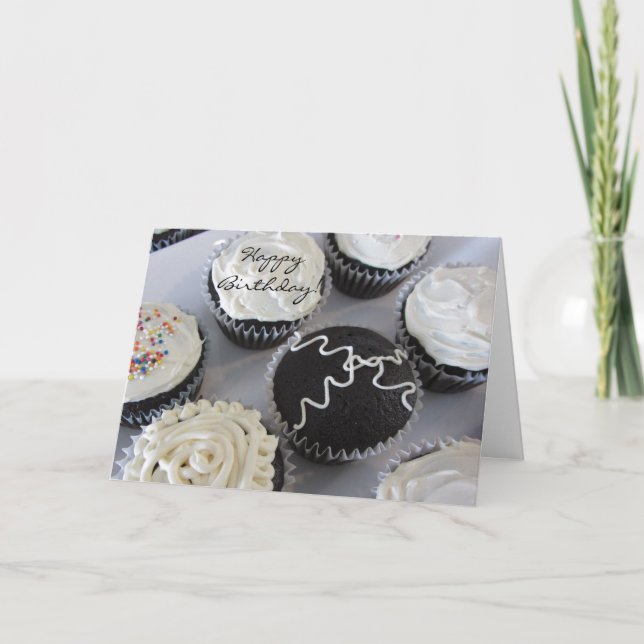 Fancy födelselsedagscupcakes kort (Framsida)