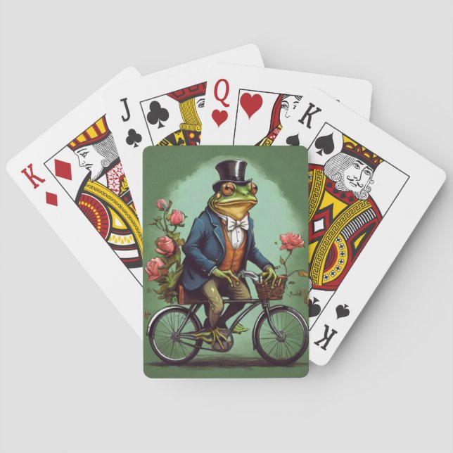Fancy Frog på cykel - Excentrisk design  Casinokort (Baksidan)