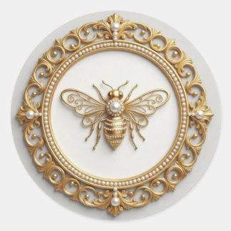 Fancy Gold and Pearl Bee Runt Klistermärke