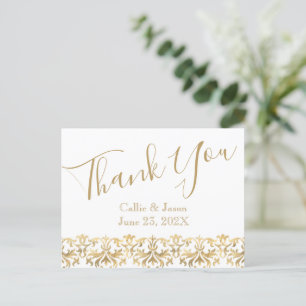 Fancy Gold Lettering Thank You Card Vykort