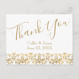 Fancy Gold Lettering Thank You Card Vykort